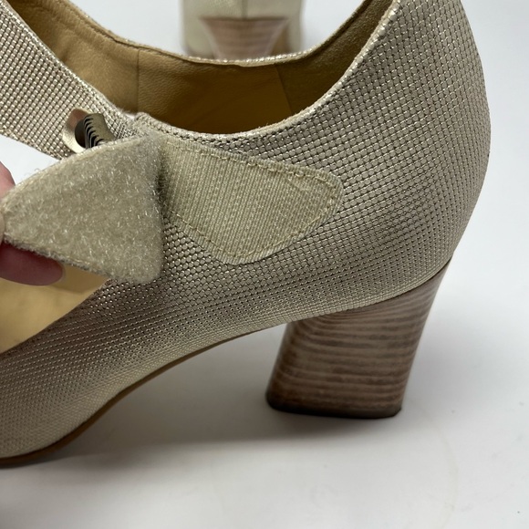 France Mode champagne Metallic Leather pumps with strap EU38.5 - Picture 8 of 13